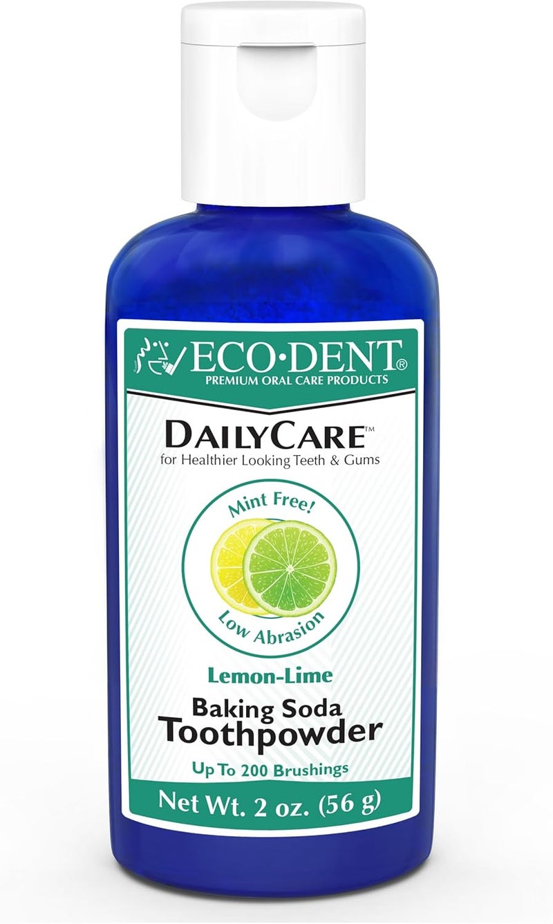 Eco-Dent DailyCare Baking Soda Toothpowder, Lemon-Lime - SLS & Fluoride-Free Toothpaste Alternative - Image 1